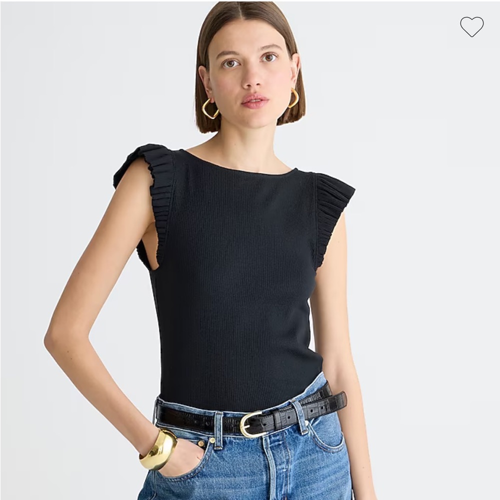 J. Crew Light Blue Rib Ruffle Boatneck Tank - Picture 7 of 8